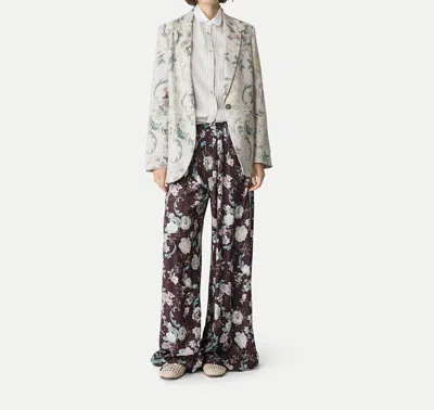 Forte Forte Peonia My Love Fluid Jacquard Elasticated Pants In Chocolat In Multi