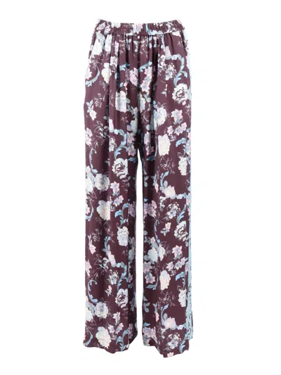 Forte Forte Peonia My Love Jacquard Wide-leg Pants In Purple