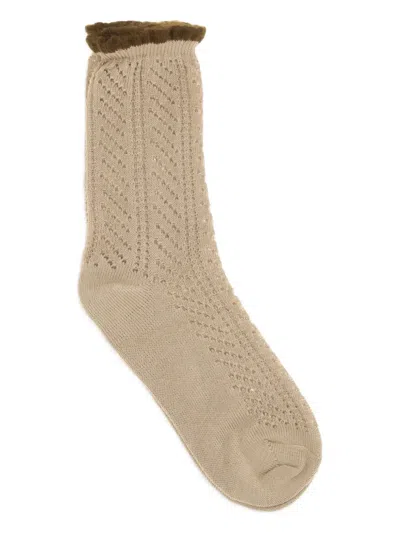 Forte Forte Perforated Design Socks In Neutral