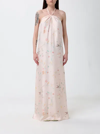 Forte Forte Printed Silk Long Dress In Pink