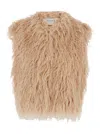Forte Forte Pink Gilet With Hidden Fastening And Internal Lining In Faux Fur Woman In Brown