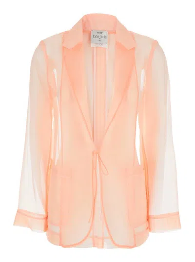 FORTE FORTE PINK JACKET WITH CLASSIC LAPELS AND PATCH POCKETS ON THE FRONT