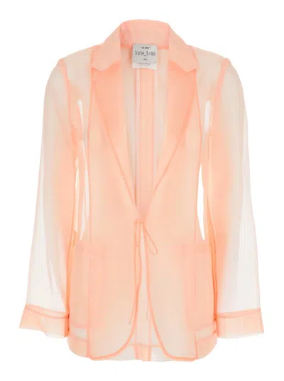 Forte Forte Pink Jacket With Classic Lapels And Patch Pockets On The Front In Semi-transparent Silk Woman