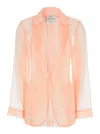 FORTE FORTE PINK JACKET WITH CLASSIC LAPELS AND PATCH POCKETS ON THE FRONT IN SEMI-TRANSPARENT SILK WOMAN