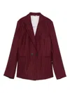 Forte Forte Pinstripe Double-breasted Blazer In Red