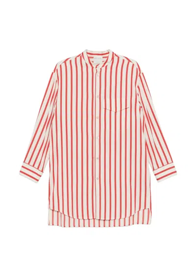 Forte Forte Pinstripe Oversized Shirt In Red