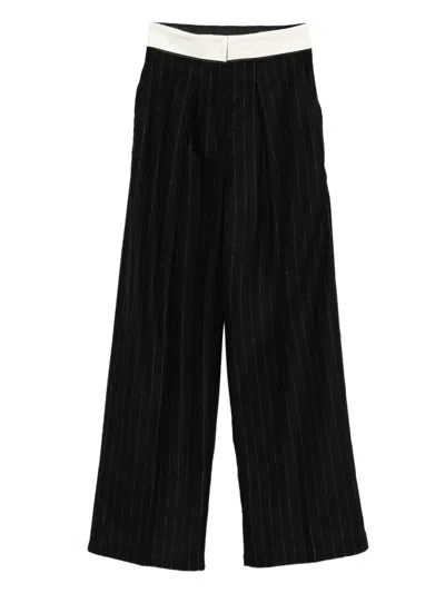 Forte Forte Pinstripe Wide-leg Trousers In Black