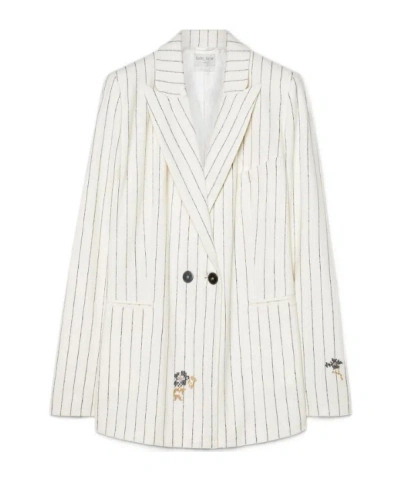 Forte Forte Pinstriped Embroidered Jacket In White