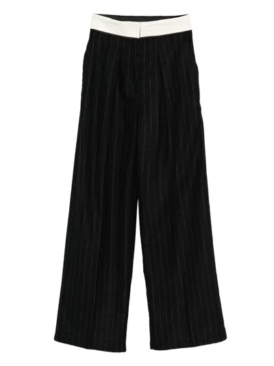 Forte Forte Pinstriped Sartorial Pants With Con In Black