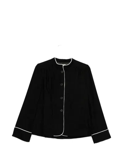 Forte Forte Piped-trim Corduroy-texture Jacket In Black
