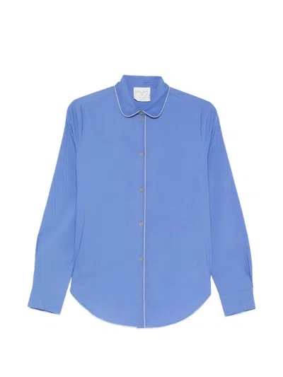 Forte Forte Piped-trim Long-sleeve Shirt In Blue
