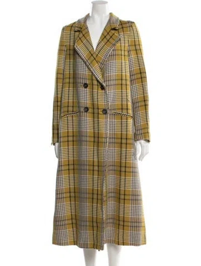 Pre-owned Forte Forte Plaid Print Coat In Yellow