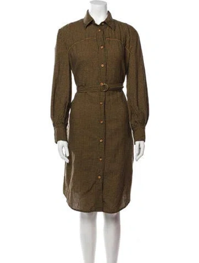 Pre-owned Forte Forte Plaid Print Knee-length Dress In Yellow