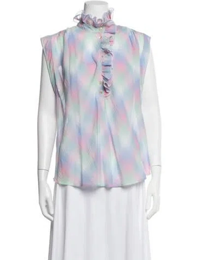 Pre-owned Forte Forte Plaid Print Sleeveless Blouse In Multicolor
