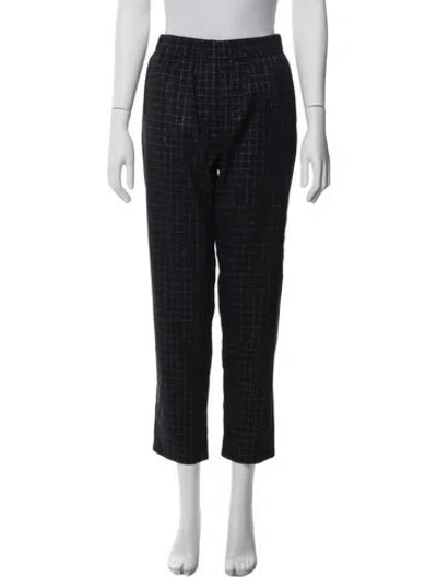 Pre-owned Forte Forte Plaid Print Straight Leg Pants In Blue