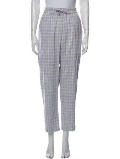 Pre-owned Forte Forte Plaid Print Straight Leg Pants In Purple