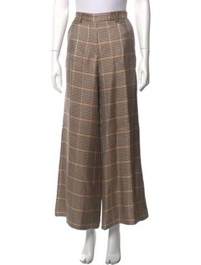 Pre-owned Forte Forte Plaid Print Wide Leg Pants In Brown
