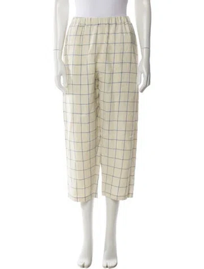Pre-owned Forte Forte Plaid Print Wide Leg Pants In Neutral