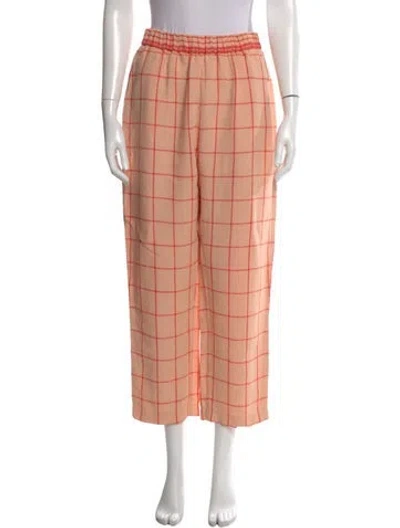 Pre-owned Forte Forte Plaid Print Wide Leg Pants In Orange