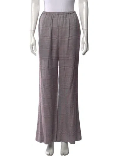 Pre-owned Forte Forte Plaid Print Wide Leg Pants In White