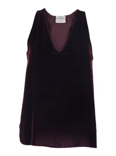 Forte Forte Plain Velvet V Neck Top In Purple
