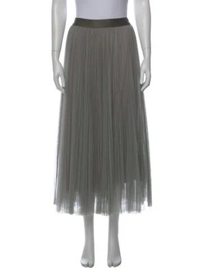 Pre-owned Forte Forte Pleated Accents Midi Length Skirt W/ Tags In Gray