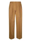 Forte Forte Fluid Beige Trousers With Front Pleats And Straight Leg Cut In Brown