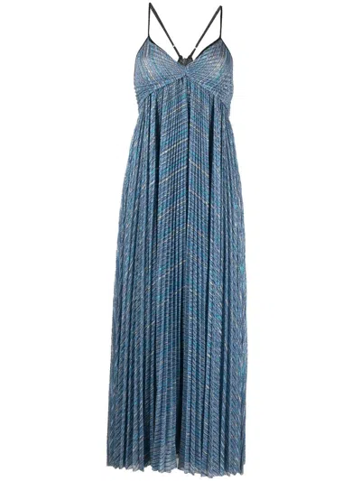Forte Forte Pleated Empire-line Dress In Blue