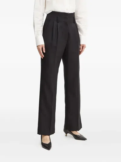 Forte Forte Pleated High-waisted Trousers In Black
