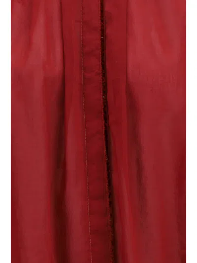 Forte Forte Pleated High-neck Cotton Shirt In Red