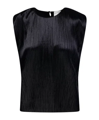 Forte Forte Pleated Jersey Top In Black