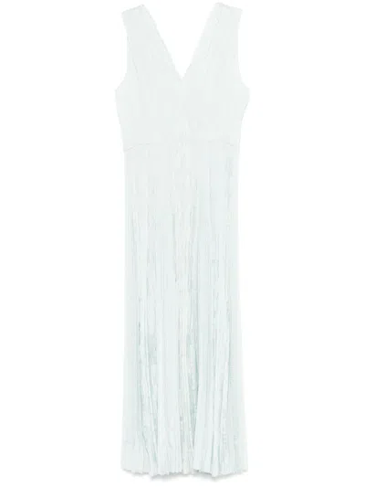 Forte Forte Pleated Long Dress In Blue