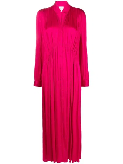 Forte Forte Pleated Long-sleeve Dress In 粉色