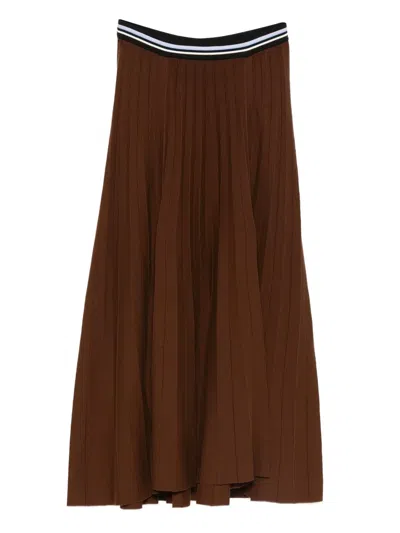 Forte Forte Pleated Midi Skirt In Brown