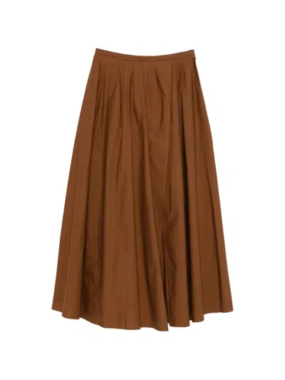 Forte Forte Pleated Midi Skirt In Brown