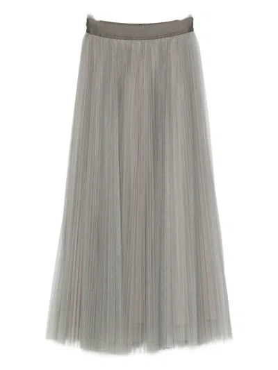 Forte Forte Tulle Soleil Pliss Skirt In Stone In Transparent