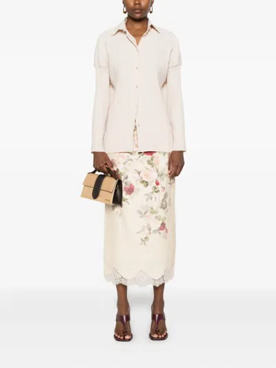 Forte Forte Pleated Scalloped-collar Shirt In Neutral