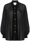 Forte Forte Pleated Semi-sheer Shirt In Black