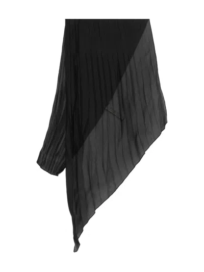 Forte Forte Pleated Silk Scarf In Black