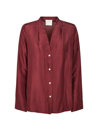 Forte Forte Pleated Silk Shirt In Red