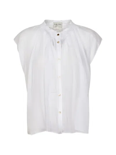 Forte Forte Sleeveless White Voile Shirt With Delicate Pleating