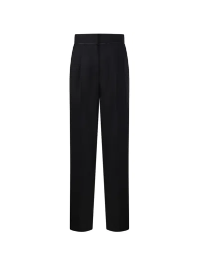 Forte Forte Pleated Straight-leg Trousers In Black