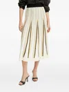 Forte Forte Pleated Striped-pattern Midi Skirt In White