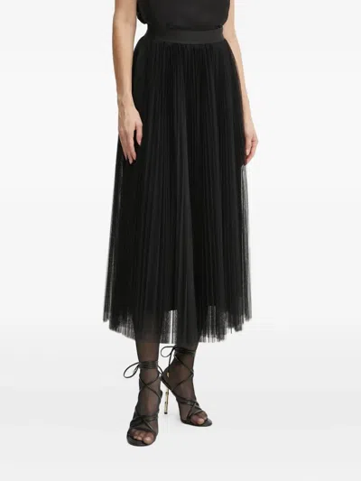 Forte Forte Pleated Tulle Midi Skirt In Black