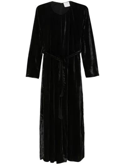 Forte Forte Pleated Velvet Maxi Dress In Black