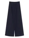 Forte Forte High-waisted Wide-leg Trousers In Textured Cotton-viscose Blend In Blue