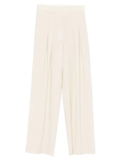 Forte Forte Pleated Wide-leg Trousers In White
