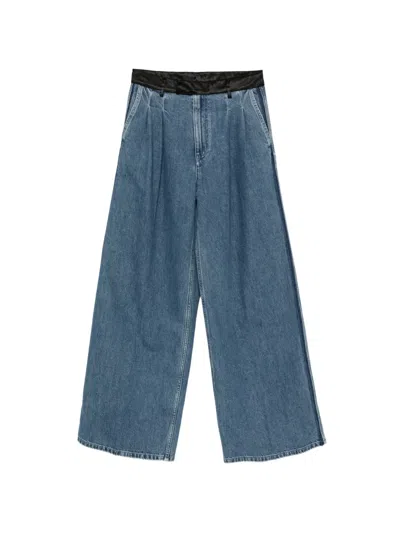 Forte Forte Pleated Wide-leg Denim Jeans In Blue