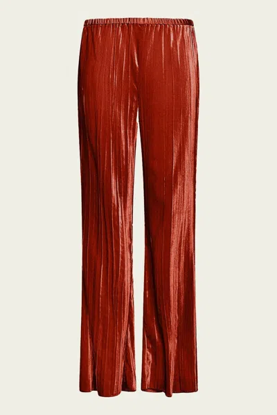 Forte Forte Pliss Velvet Flare Pant In Saffron In Red