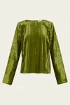 Forte Forte Pliss' Velvet Round Neck Shirt In Felce